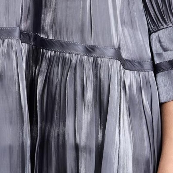 CINQ À SEPT 'Riva' Tiered Satin Plisse Mini-Dress, Iridescent Slate - Picture 5 of 5